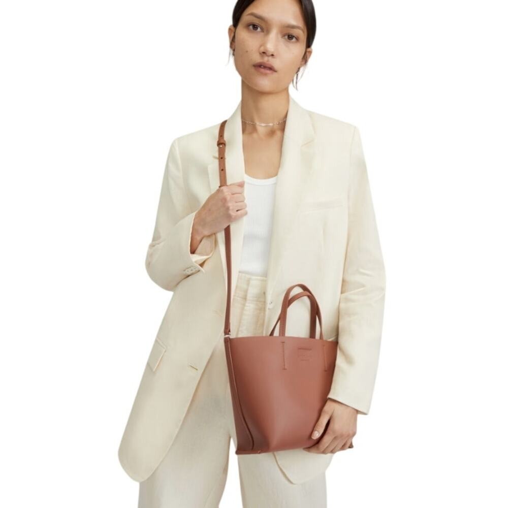 NWT EVERLANE‎ Luxe Italian Leather Crossbody Mini Tote Bag Brown **One Callout**